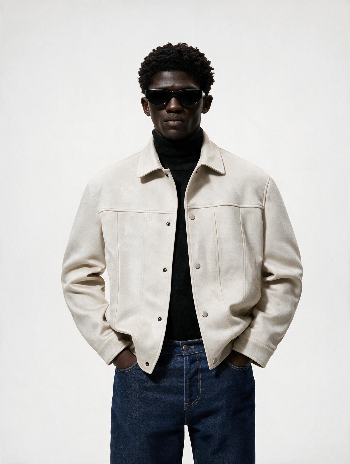 Suede Snap Jacket (Off-White)