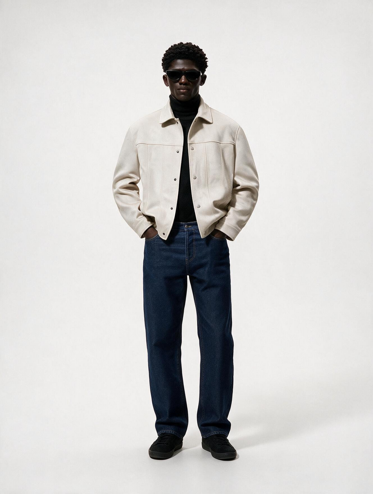 Suede Snap Jacket (Off-White)