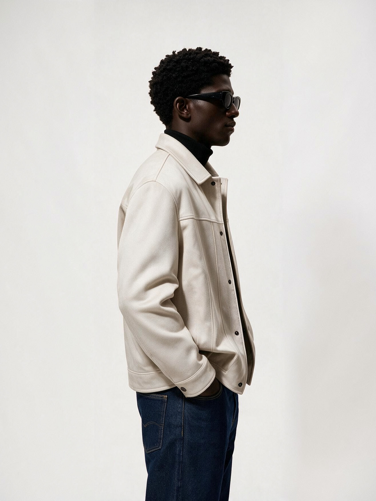Suede Snap Jacket (Off-White)