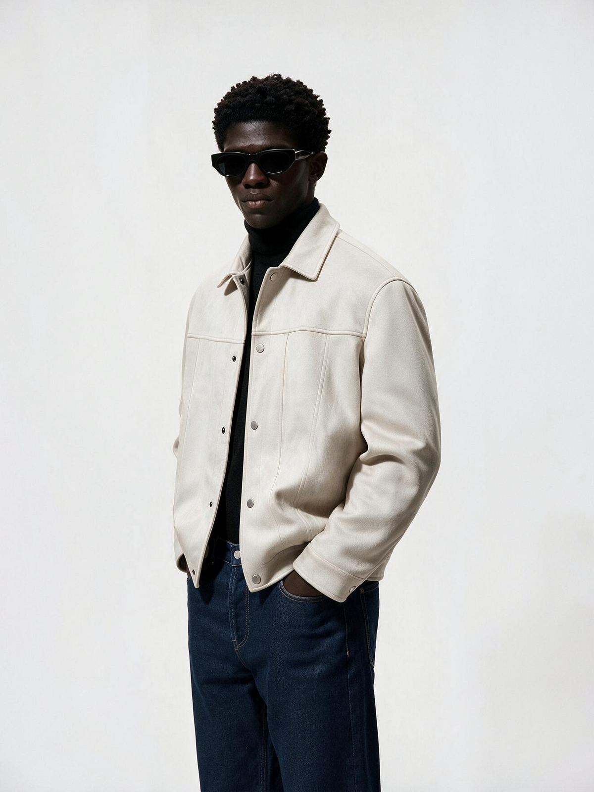 Suede Snap Jacket (Off-White)