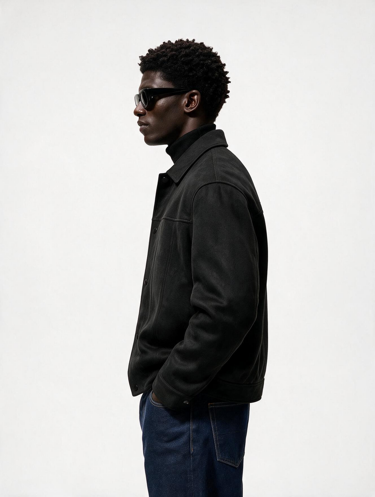 Suede Snap Jacket (Black)