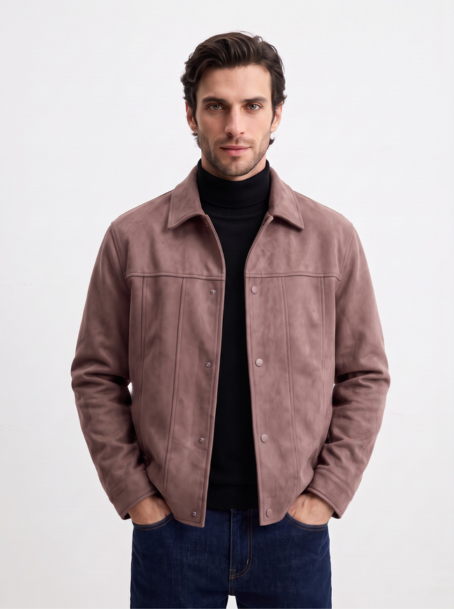 Suede Snap Jacket (Mauve)