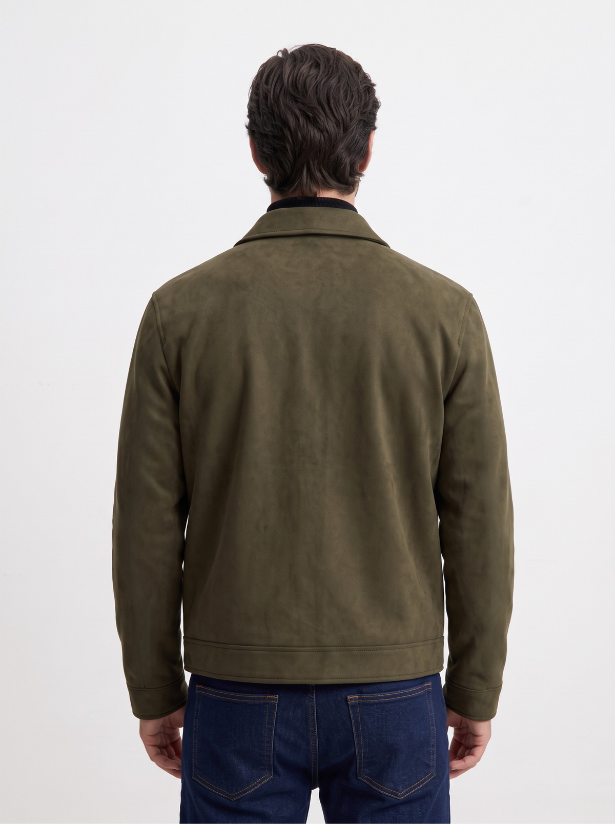 Suede Snap Jacket (Olive)