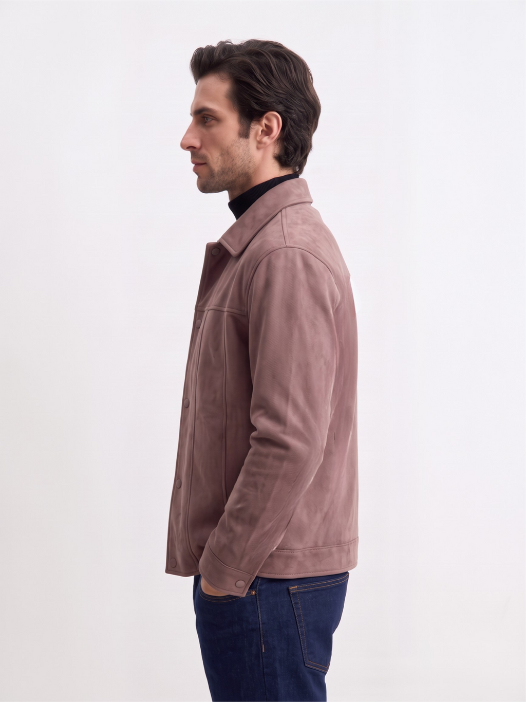 Suede Snap Jacket (Mauve)
