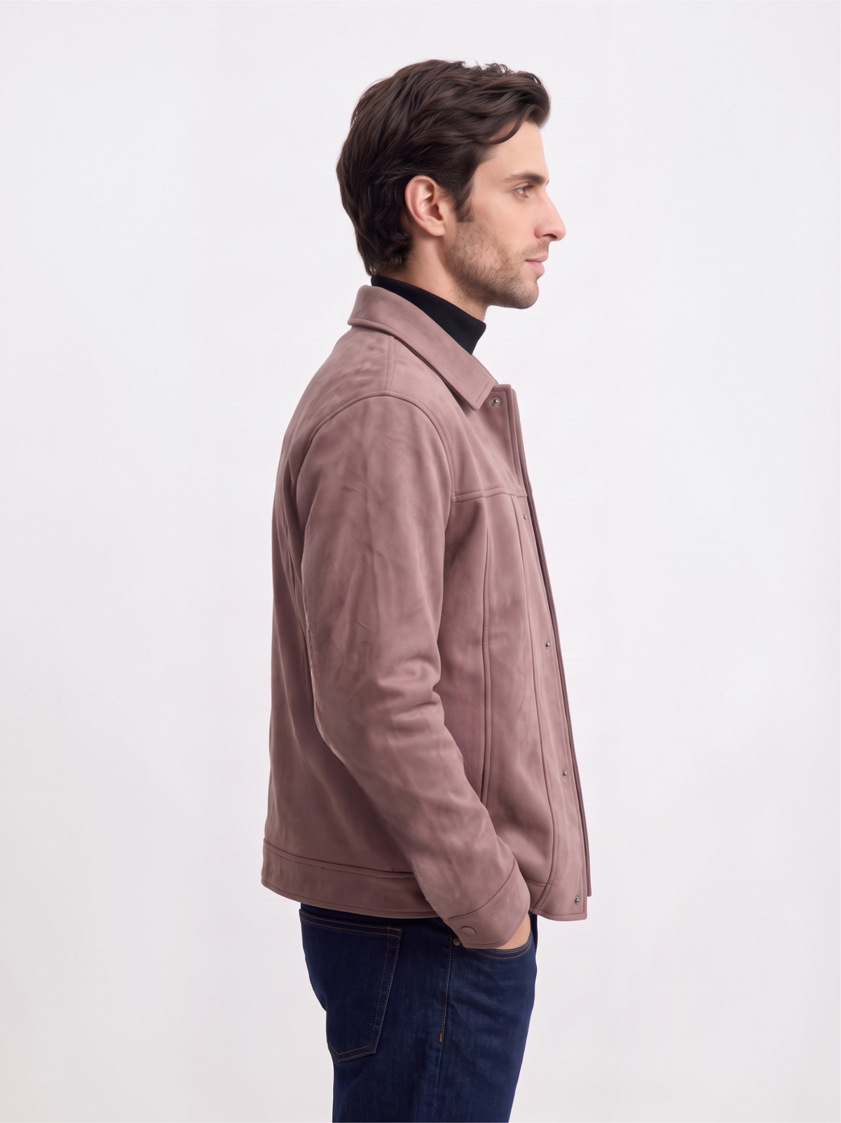 Suede Snap Jacket (Mauve)