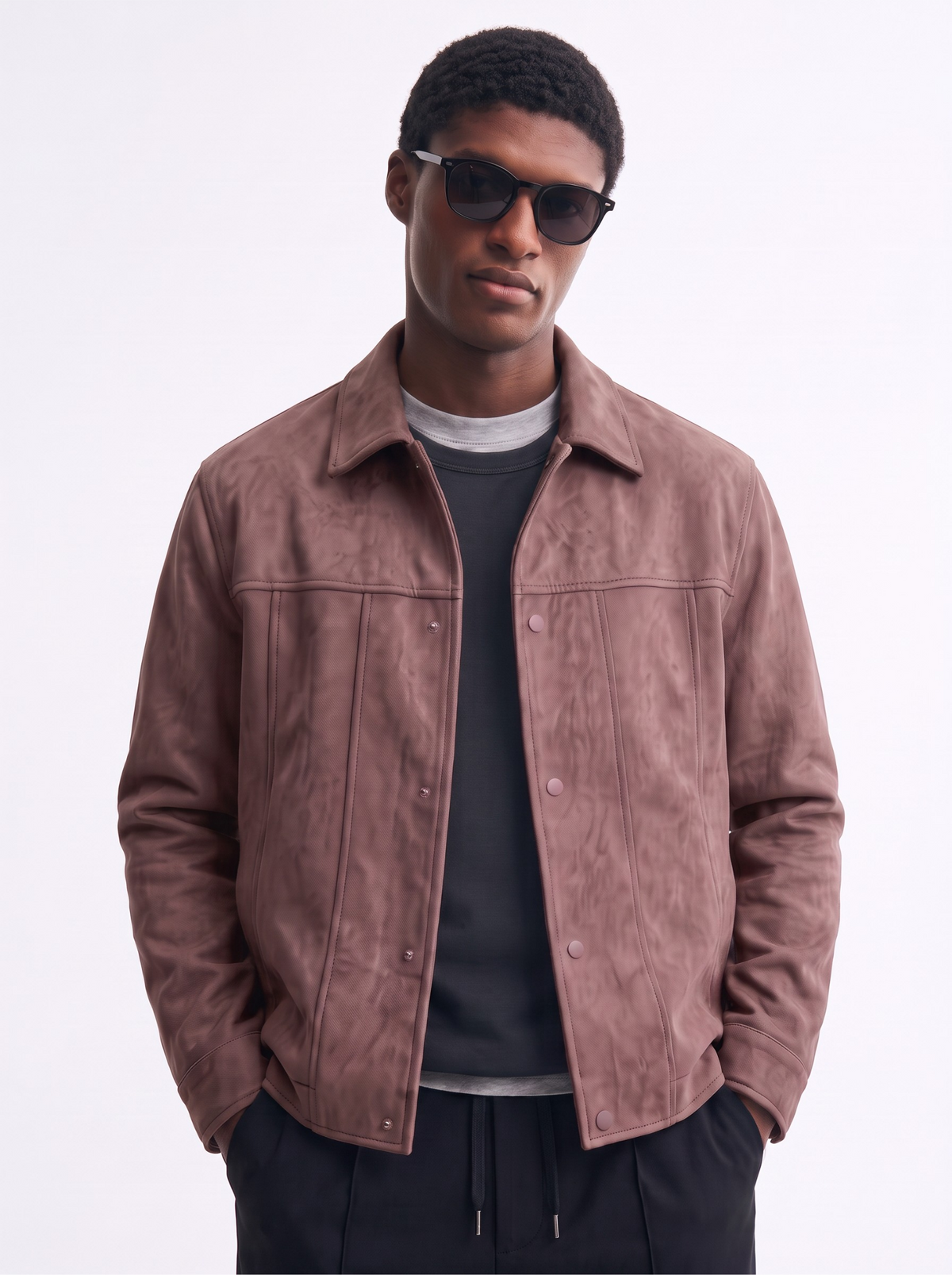 Suede Snap Jacket (Mauve)