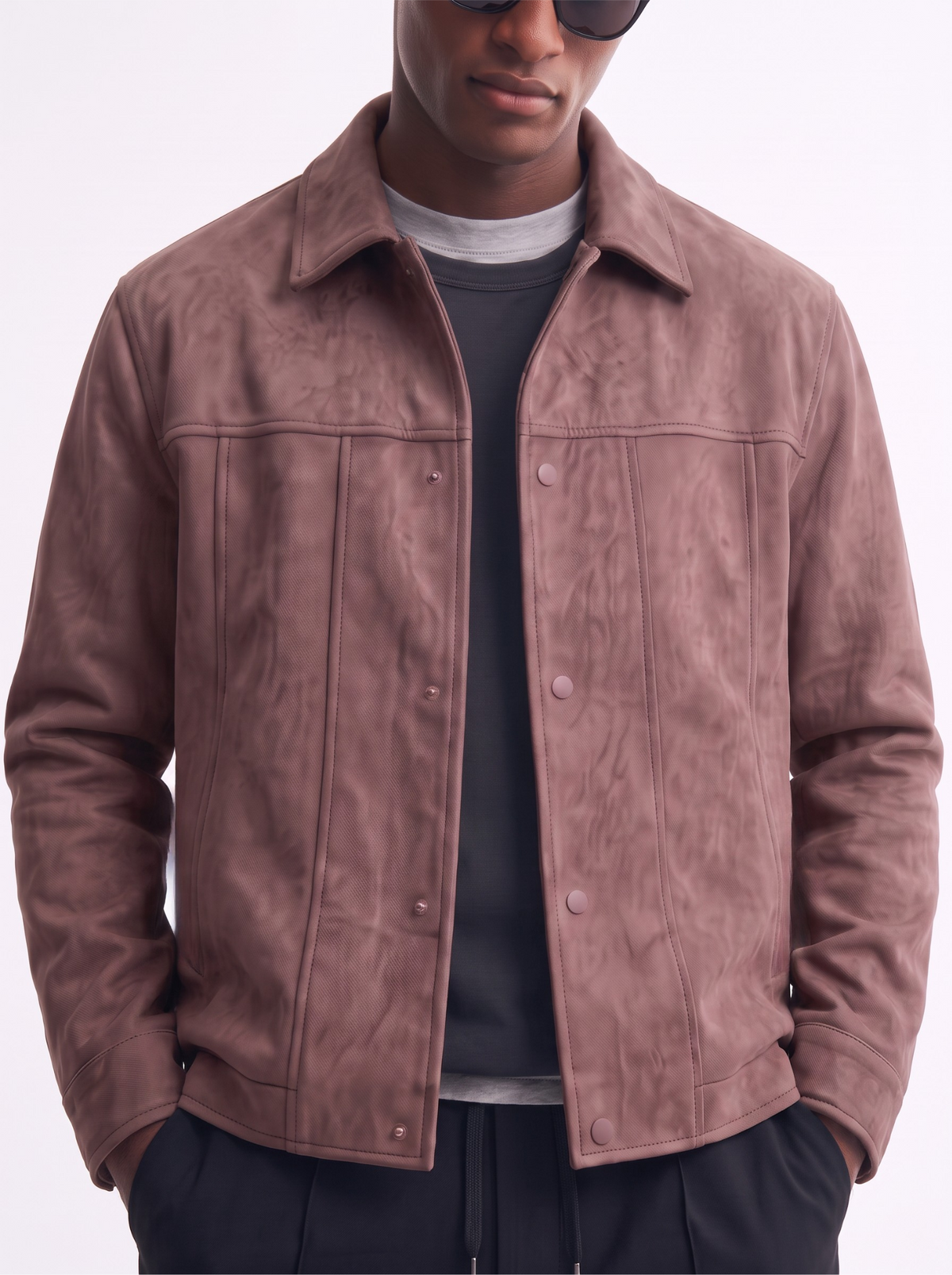 Suede Snap Jacket (Mauve)
