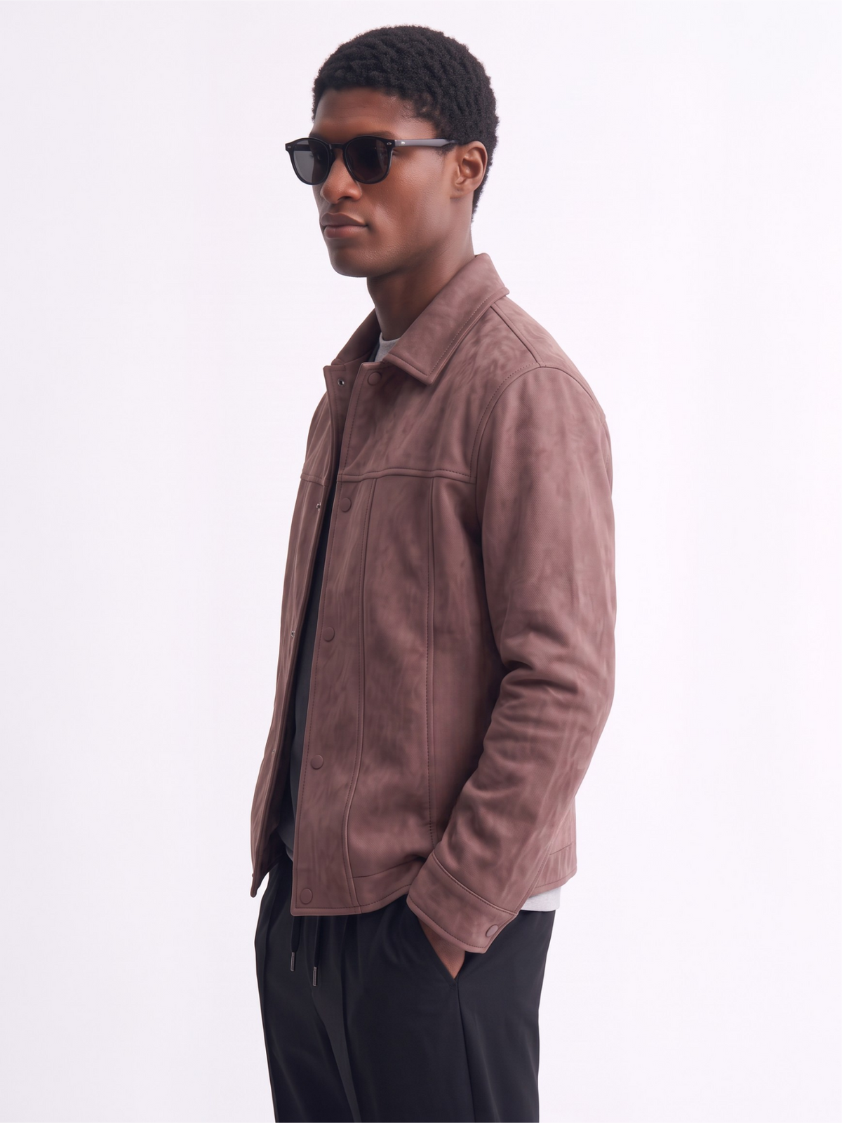 Suede Snap Jacket (Mauve)