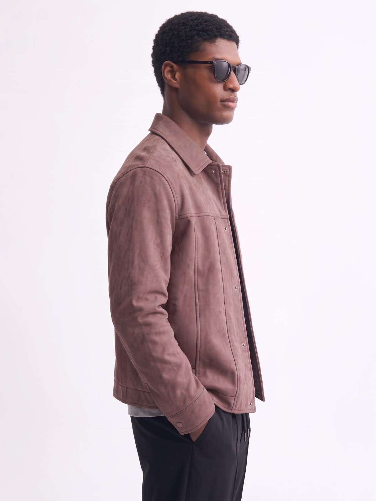 Suede Snap Jacket (Mauve)