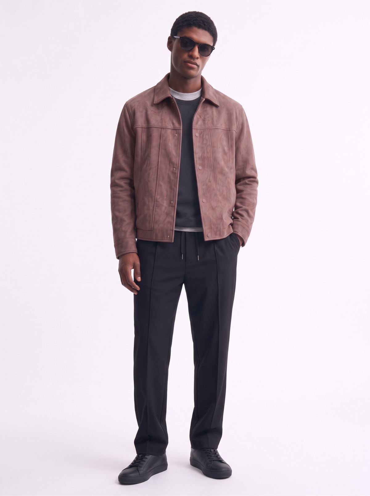 Suede Snap Jacket (Mauve)