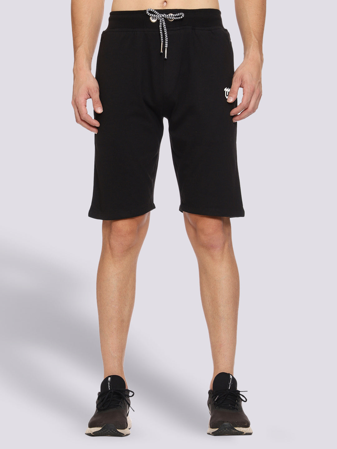 Black Color-Blocked Shorts For Men