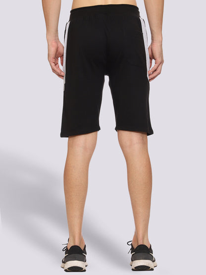 Black Color-Blocked Shorts For Men