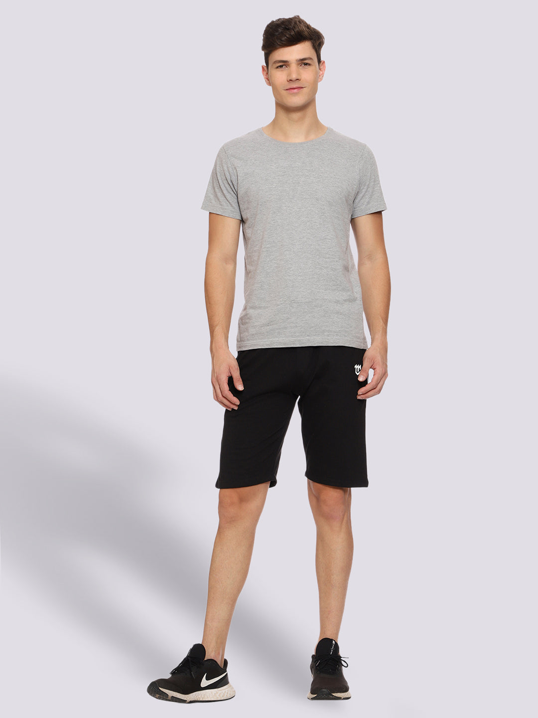 Black Color-Blocked Shorts For Men