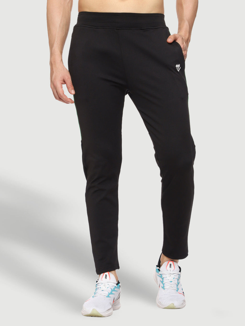 Rapid Dry Black Solid Stripe Track Pant for Men
