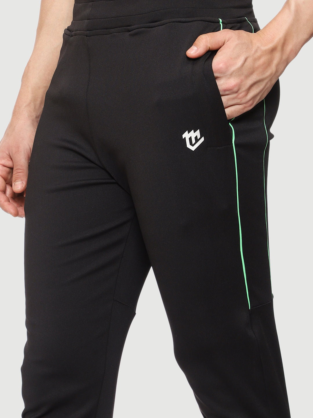 Rapid Dry Black Solid Stripe Track Pant for Men