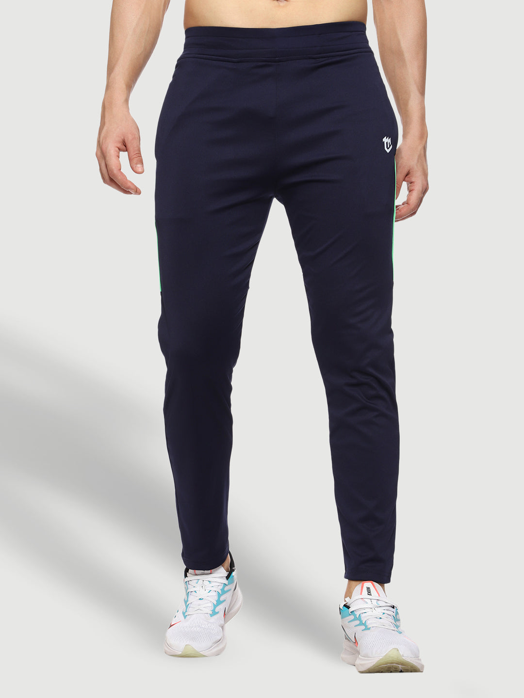 Rapid Dry Blue Solid Stripe Track Pant for Men