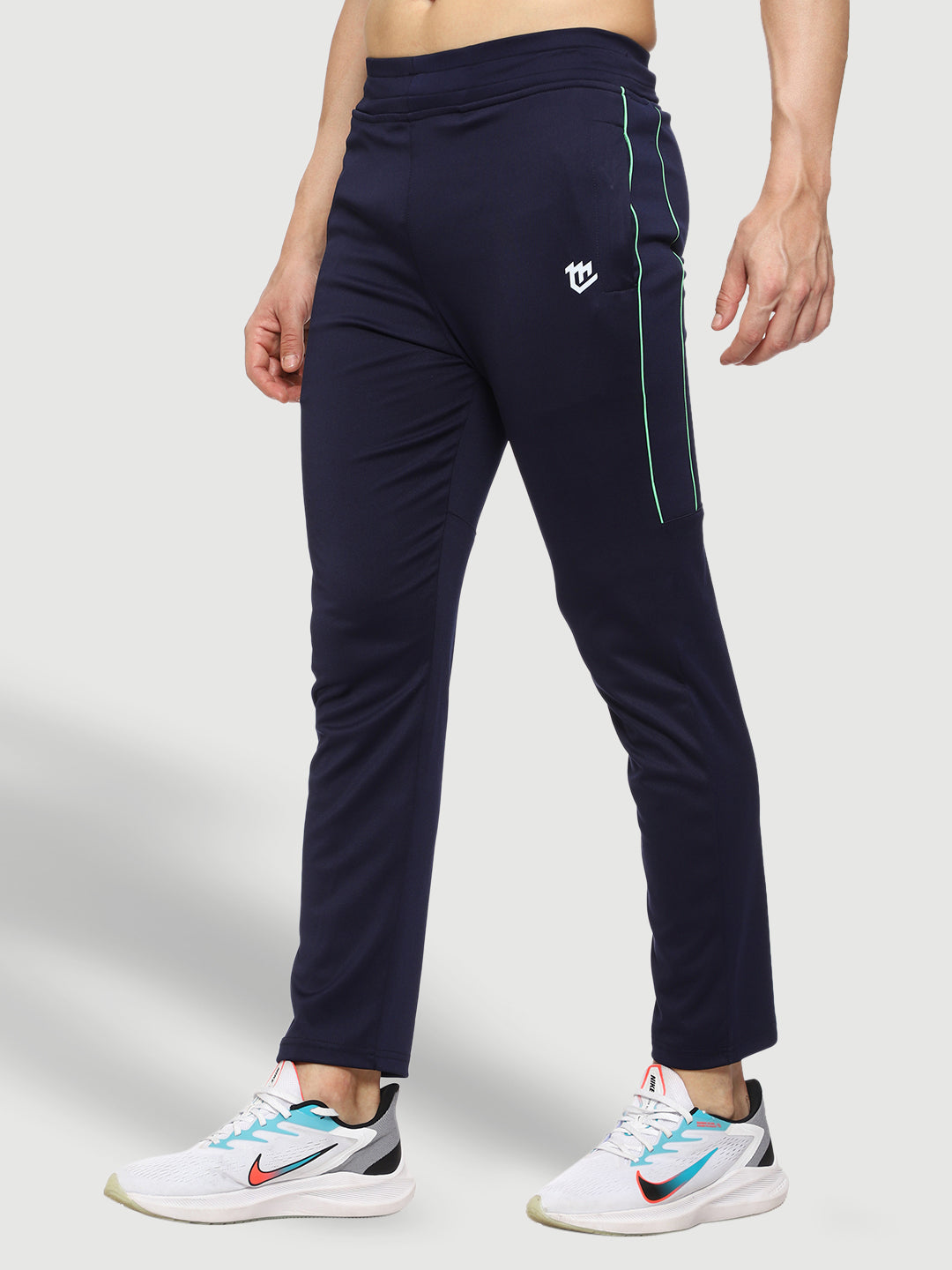 Rapid Dry Blue Solid Stripe Track Pant for Men