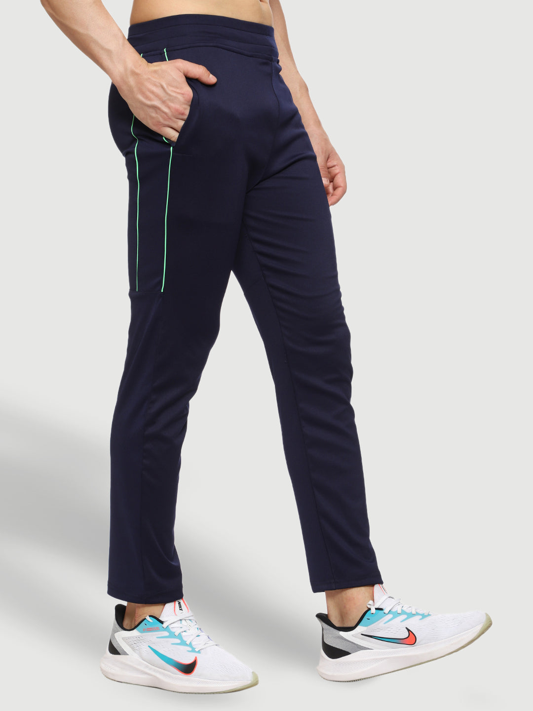 Rapid Dry Blue Solid Stripe Track Pant for Men