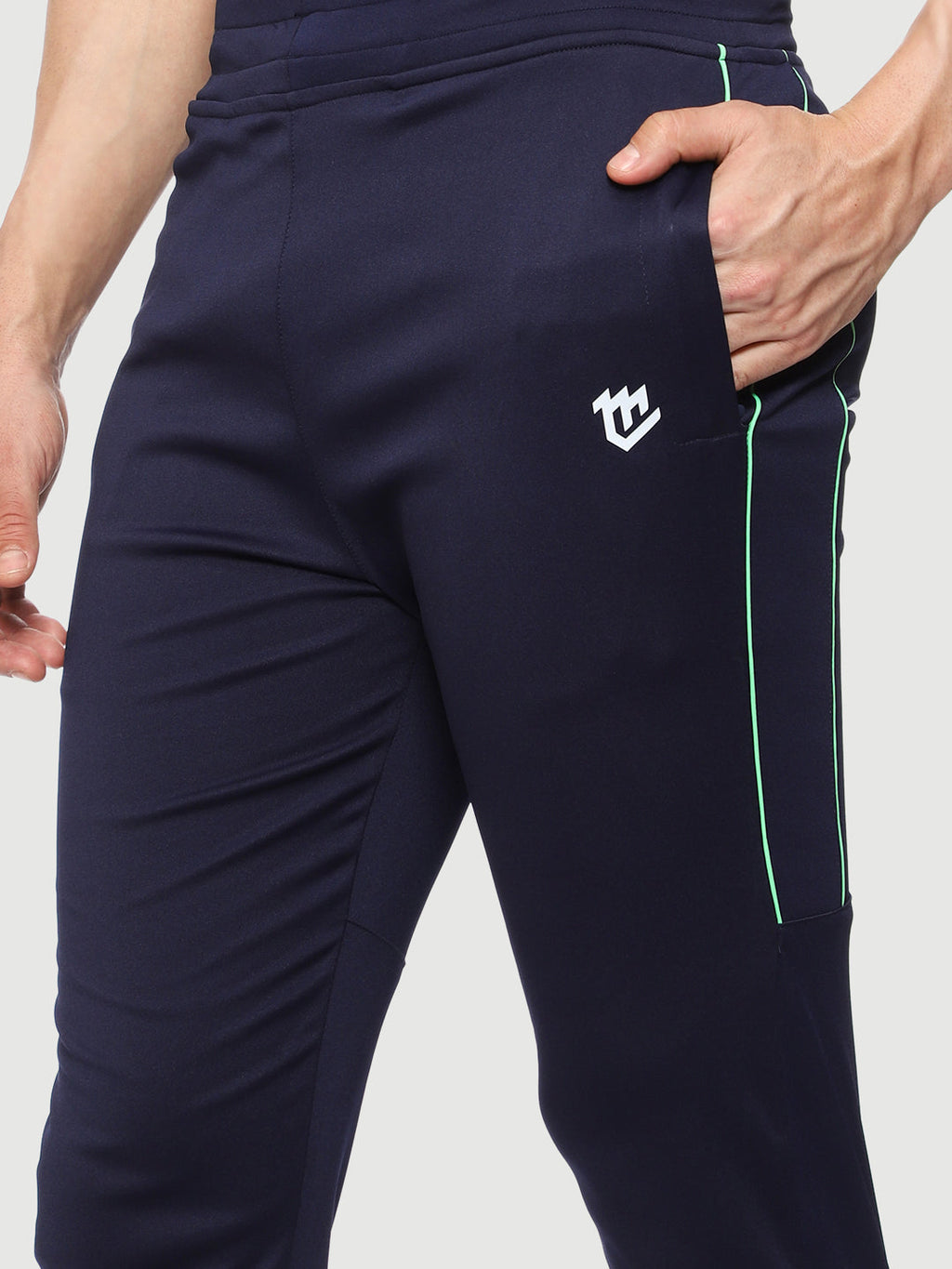 Rapid Dry Blue Solid Stripe Track Pant for Men