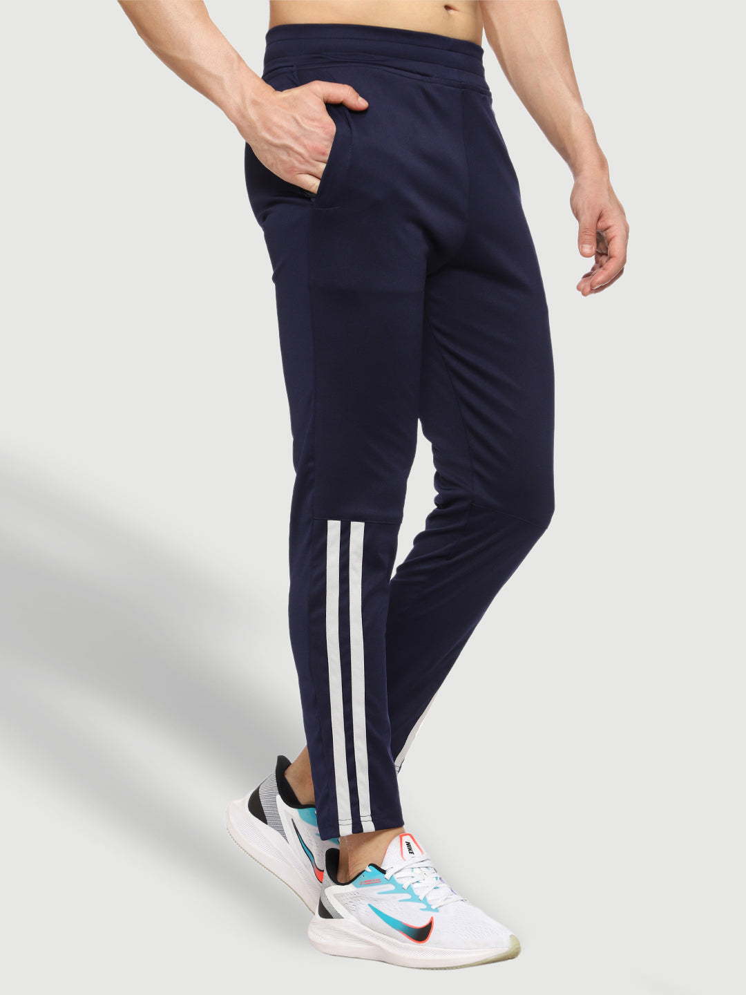 Rapid Dry Blue Striped Track Pant for Men