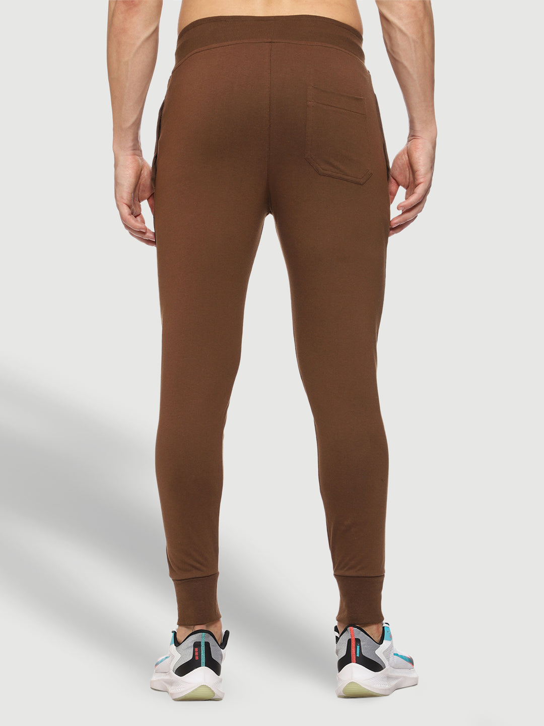 Brown Close Bottom Cotton Track Pant for Men