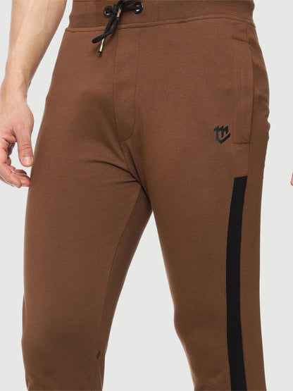 Brown Close Bottom Cotton Track Pant for Men