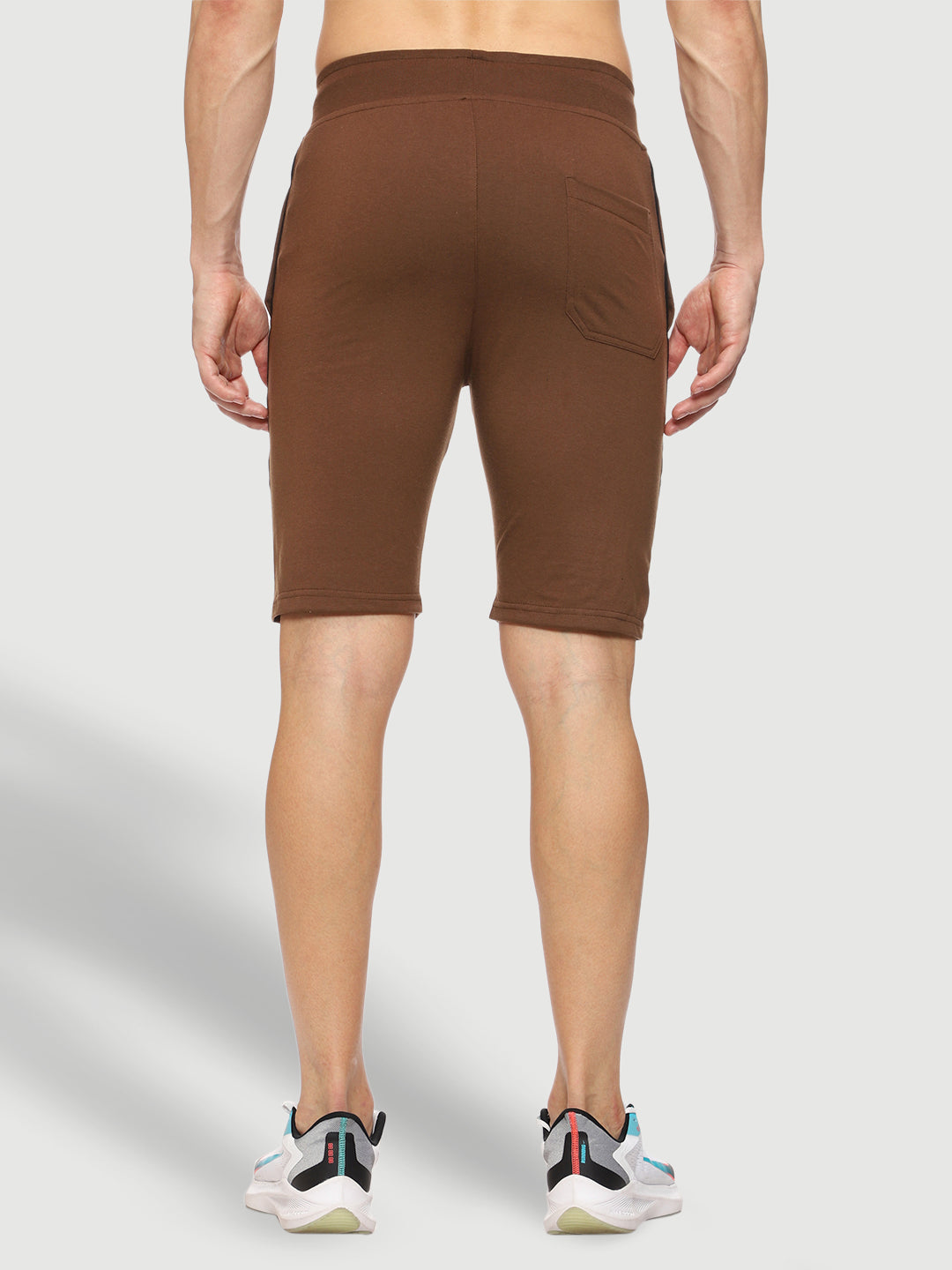 Side Piping Brown Shorts For Men