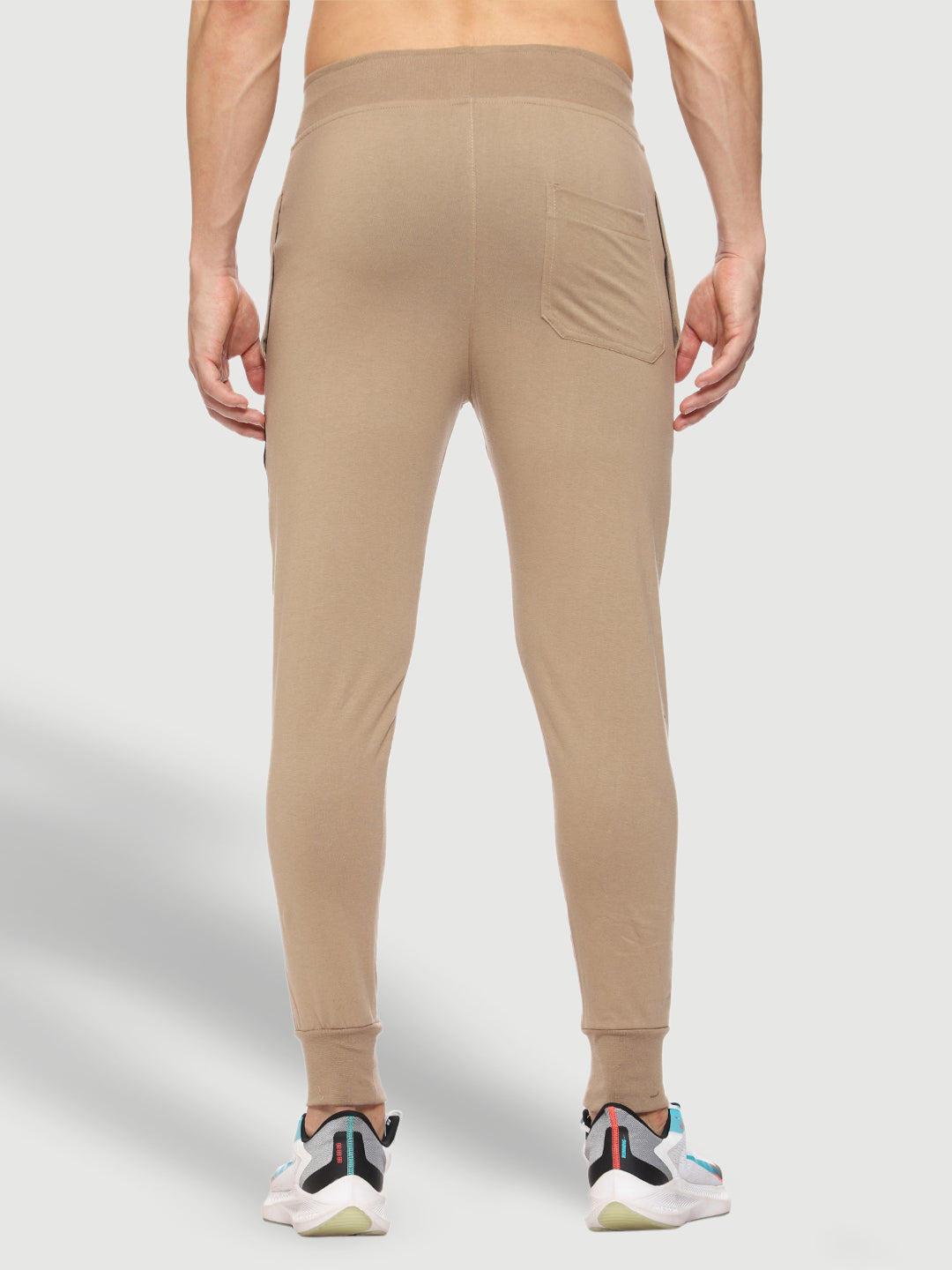 Beige Close Bottom Cotton Track Pant for Men