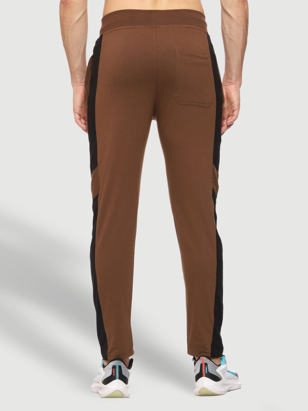 Brown Side Stripe Cotton Track Pant for Men