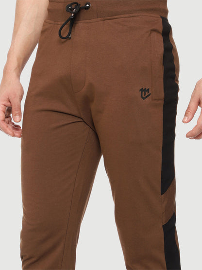 Brown Side Stripe Cotton Track Pant for Men