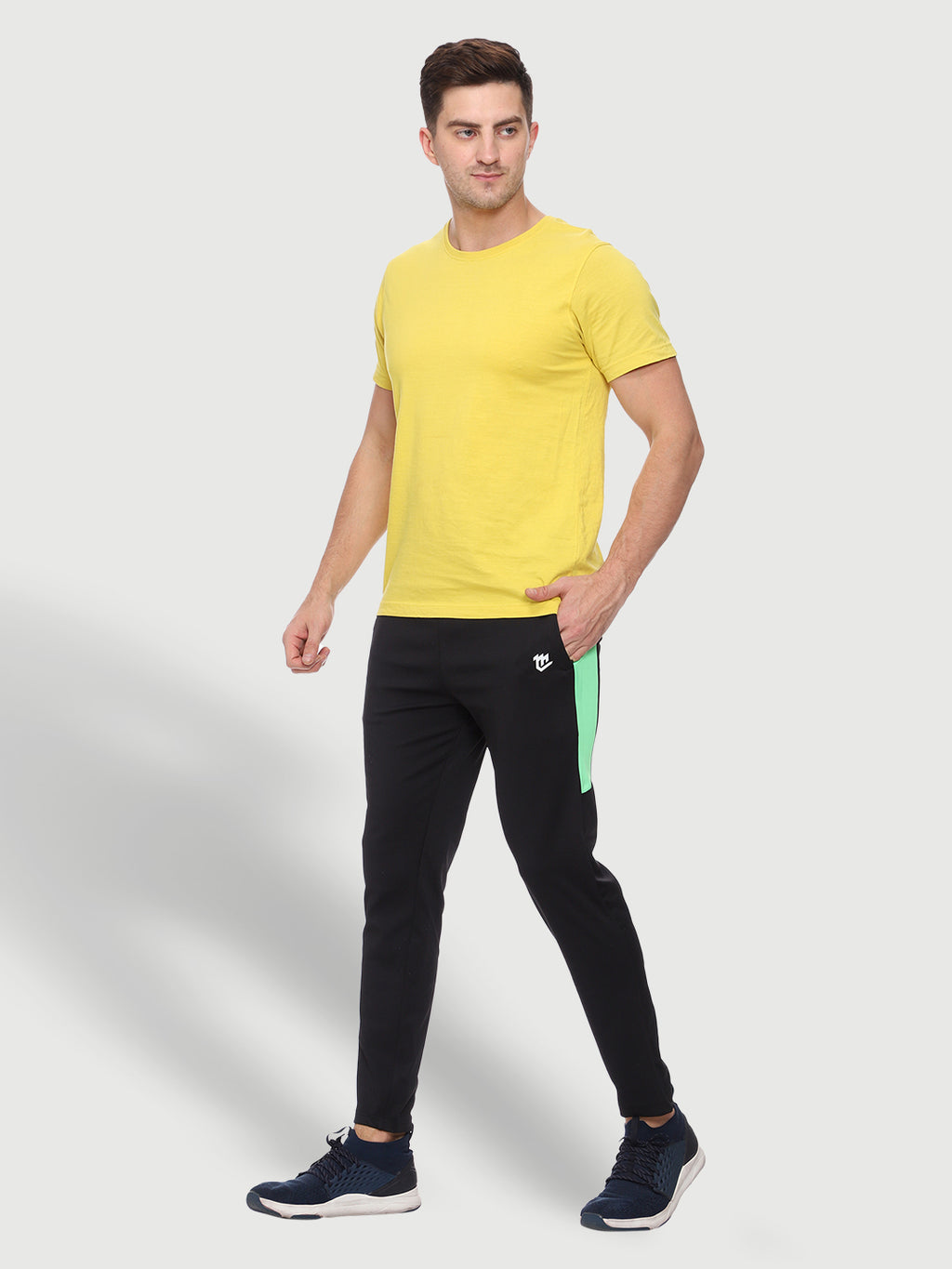 Rapid Dry Black Color Blocked Track Pant for Men