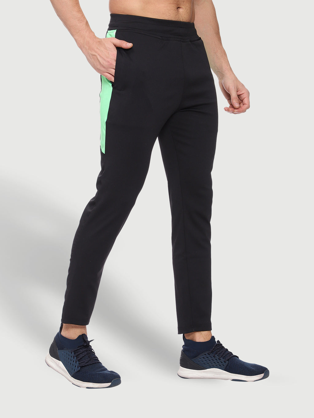 Rapid Dry Black Color Blocked Track Pant for Men