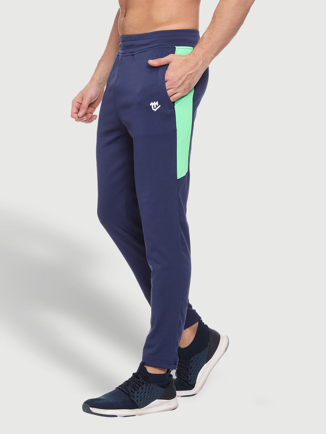 Rapid Dry Blue Color-Blocked Track Pant for Men
