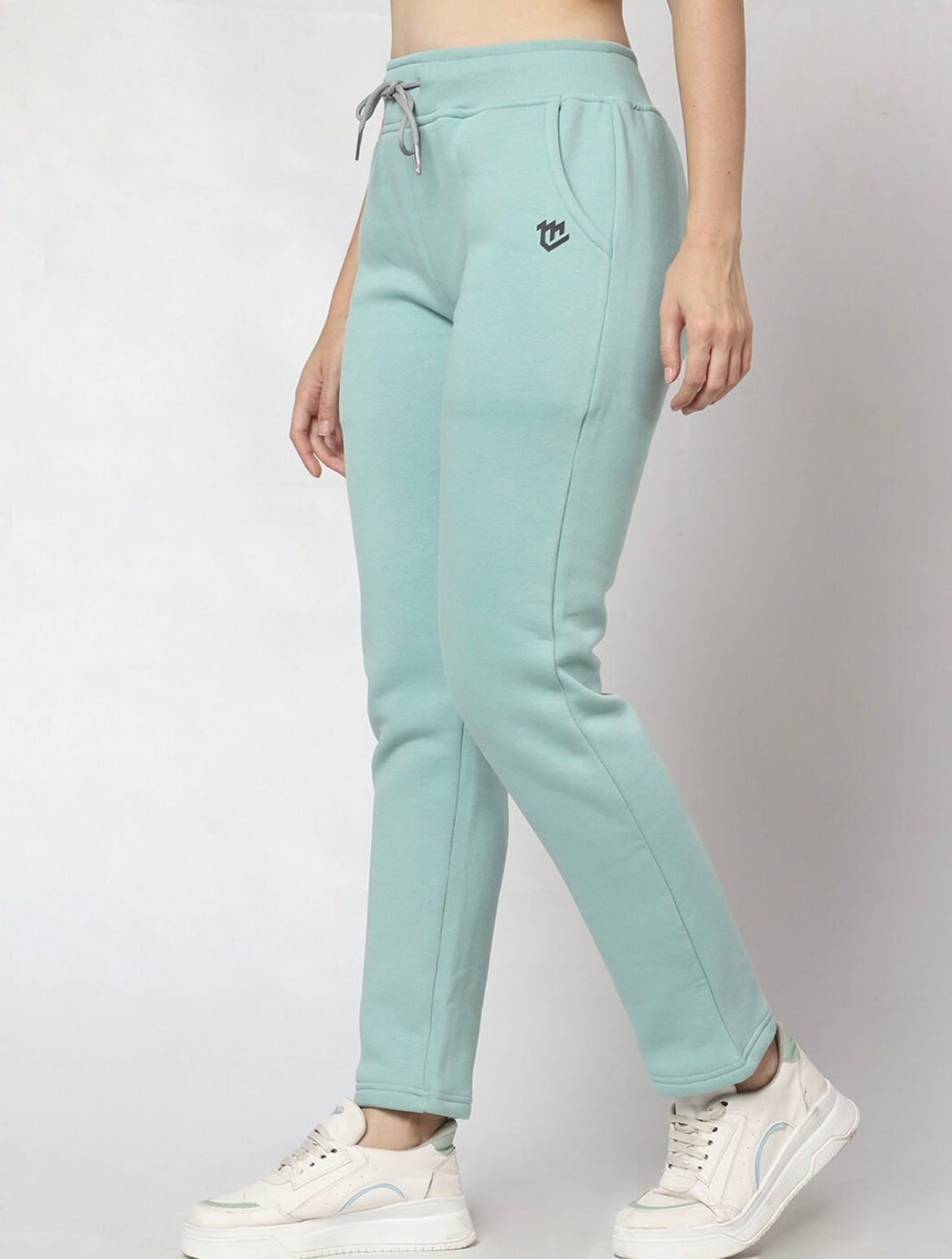 Sea Green Fleece Winter Track Pant for Women