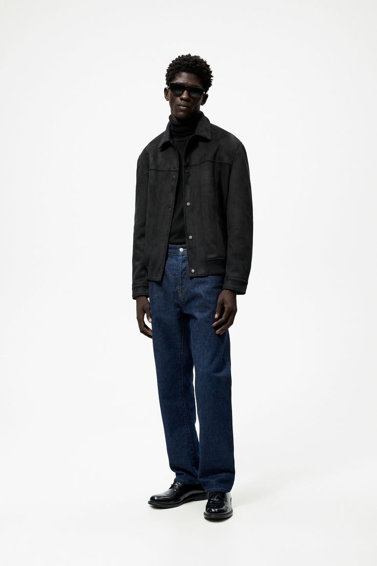 Suede Snap Jacket (Black)