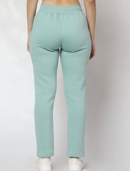 Sea Green Fleece Winter Track Pant for Women