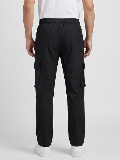 Relaxed Fit 7 Pocket Cargo Pant For Men (Black)