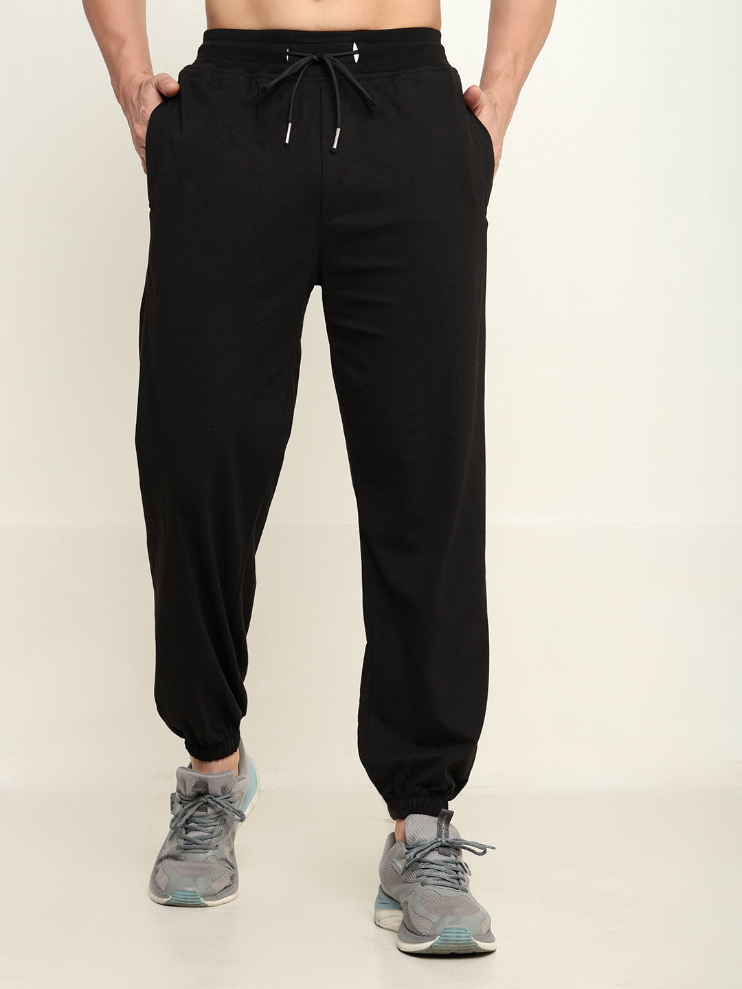 Breathable Loose Fit Cotton Track Pant for Men.(Black)
