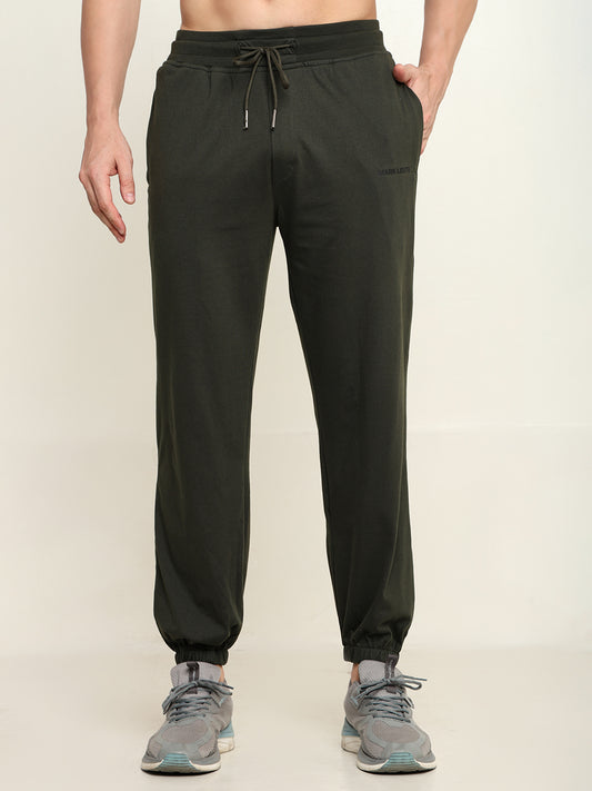 Breathable Loose Fit Cotton Track Pant for Men.(Olive Green)