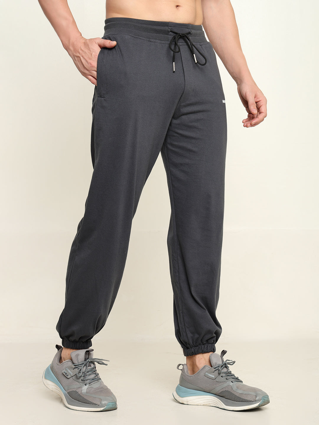 Breathable Loose Fit Cotton Track Pant for Men.(Charcoal Grey)