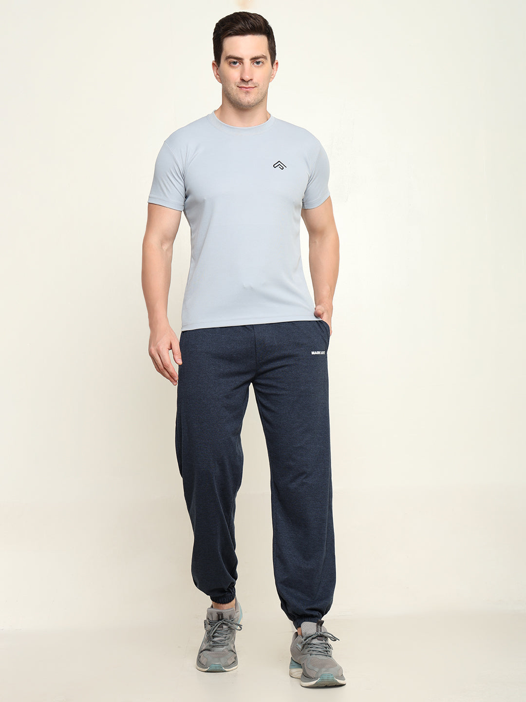 Breathable Loose Fit Cotton Track Pant for Men.(Melange Blue)