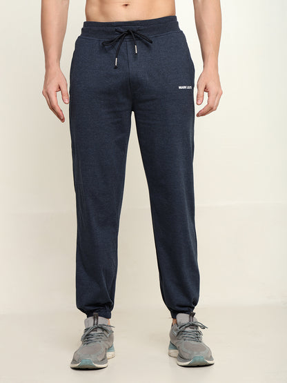 Breathable Loose Fit Cotton Track Pant for Men.(Melange Blue)