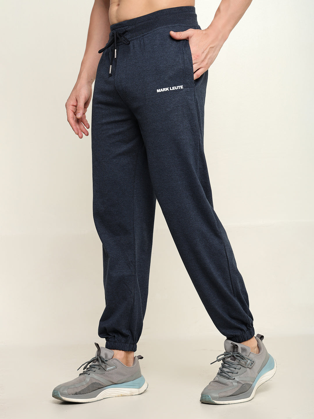 Breathable Loose Fit Cotton Track Pant for Men.(Melange Blue)