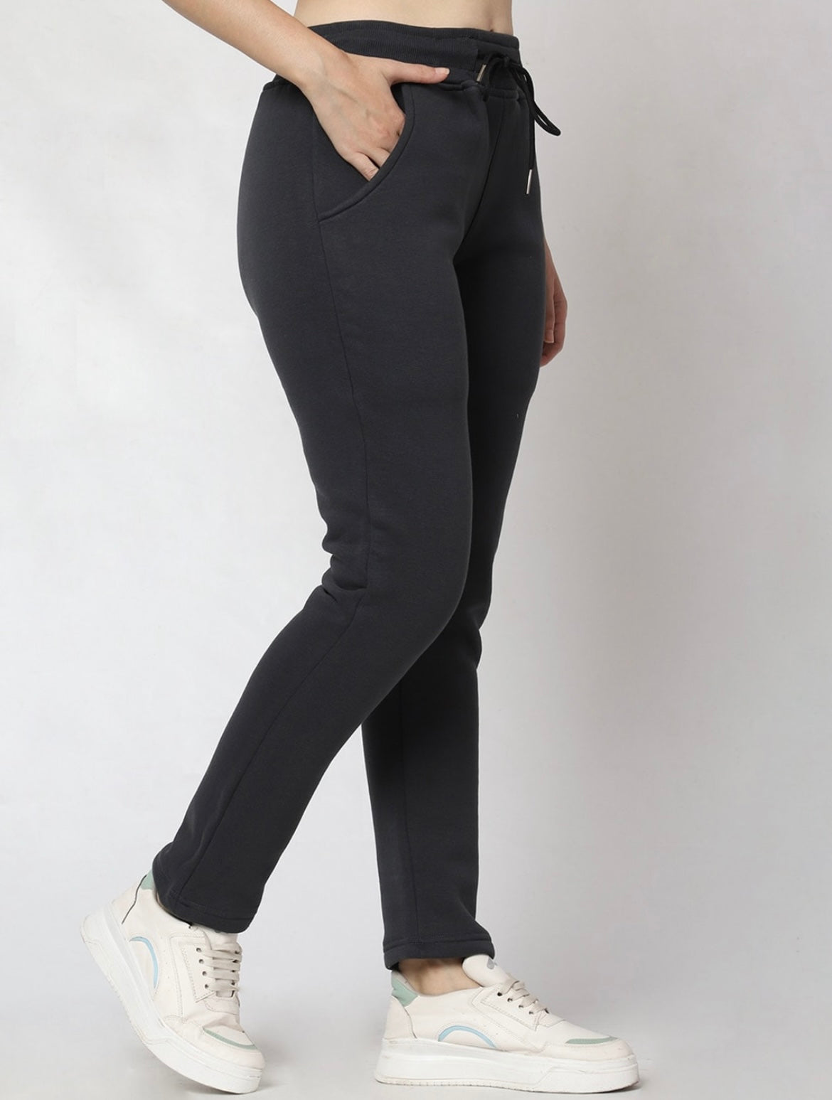 Charcoal Grey Fleece Winter Track Pant for Women