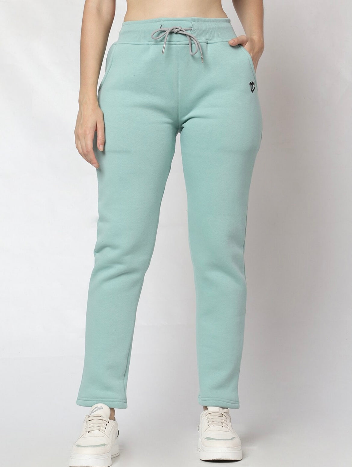 Sea Green Fleece Winter Track Pant for Women