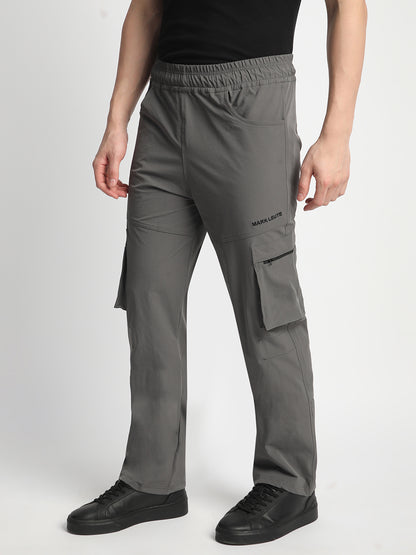 Stone Grey Pocket Nylon Cargo Pants - Main Image
