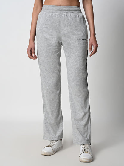 Reflective Side Stripe Cotton Track Pant for Women (Grey)