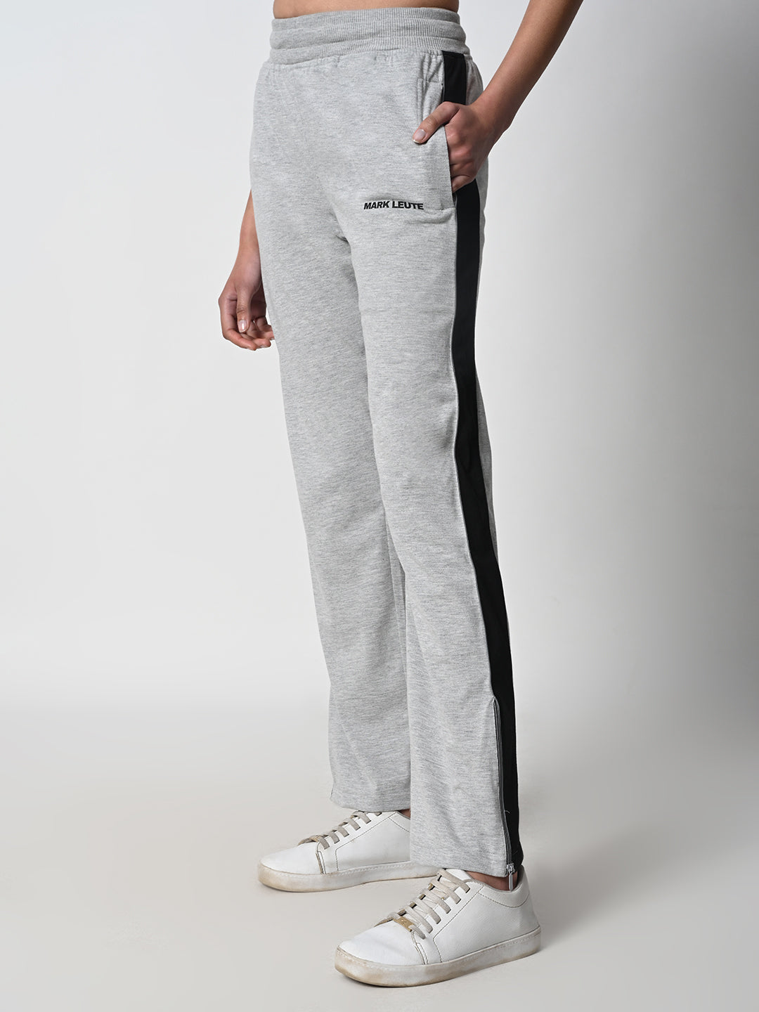 Reflective Side Stripe Cotton Track Pant for Women (Grey)