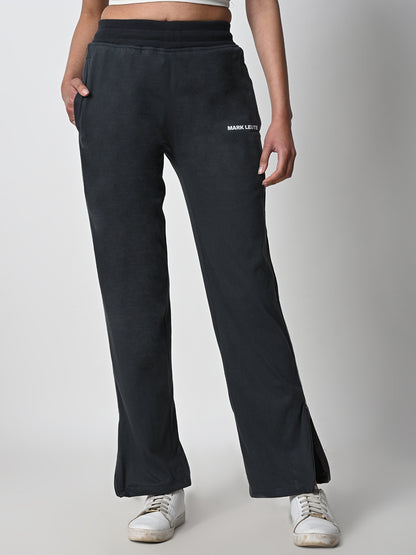 Reflective Side Stripe Cotton Track Pant for Women (Charcoal Grey)