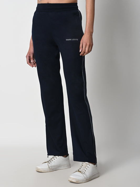 Reflective Side Stripe Cotton Track Pant for Women (Navy Blue)